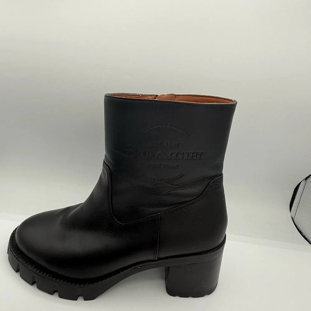 Coach Black Ankle Booties with Gold Zipper - Picture 4 of 10